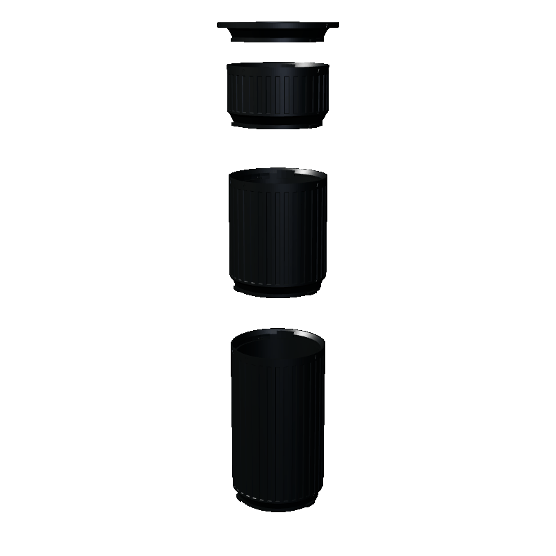 Fast close-up 3D assembly loop of black Modular Filter Cups pressing and quarter-turn locking one section at a time