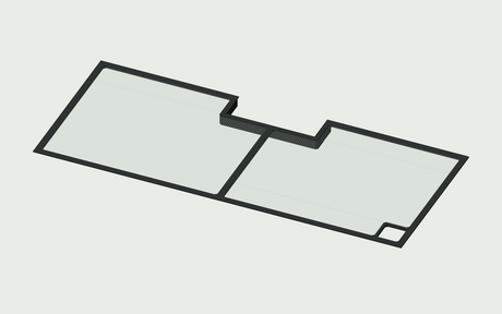Exact Keepr lid rendering showing the continuous frame and overflow wall support