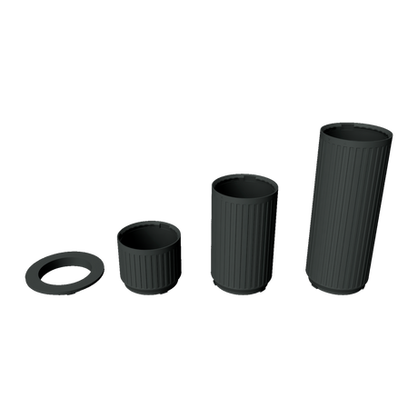 2.75 inch Modular Filter Cup Complete Kit containing the flat top and 2, 4, and 6 inch cups