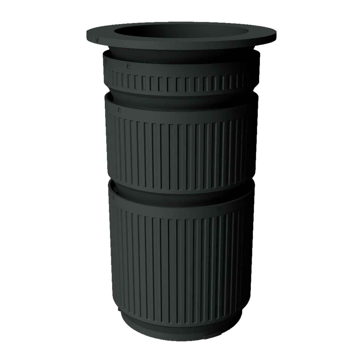 Assembled 7 inch Modular Filter Cup Complete Kit with all three cup depths attached