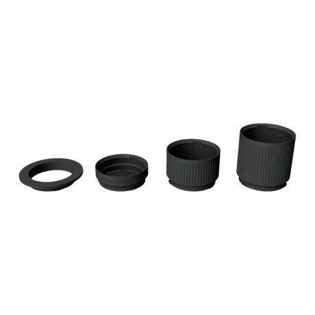 7 inch Modular Filter Cup Complete Kit containing the flat top and 2, 4, and 6 inch cups
