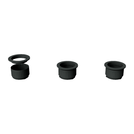 Three-step Modular Filter Cup attachment sequence: align, press down, and quarter-turn to lock