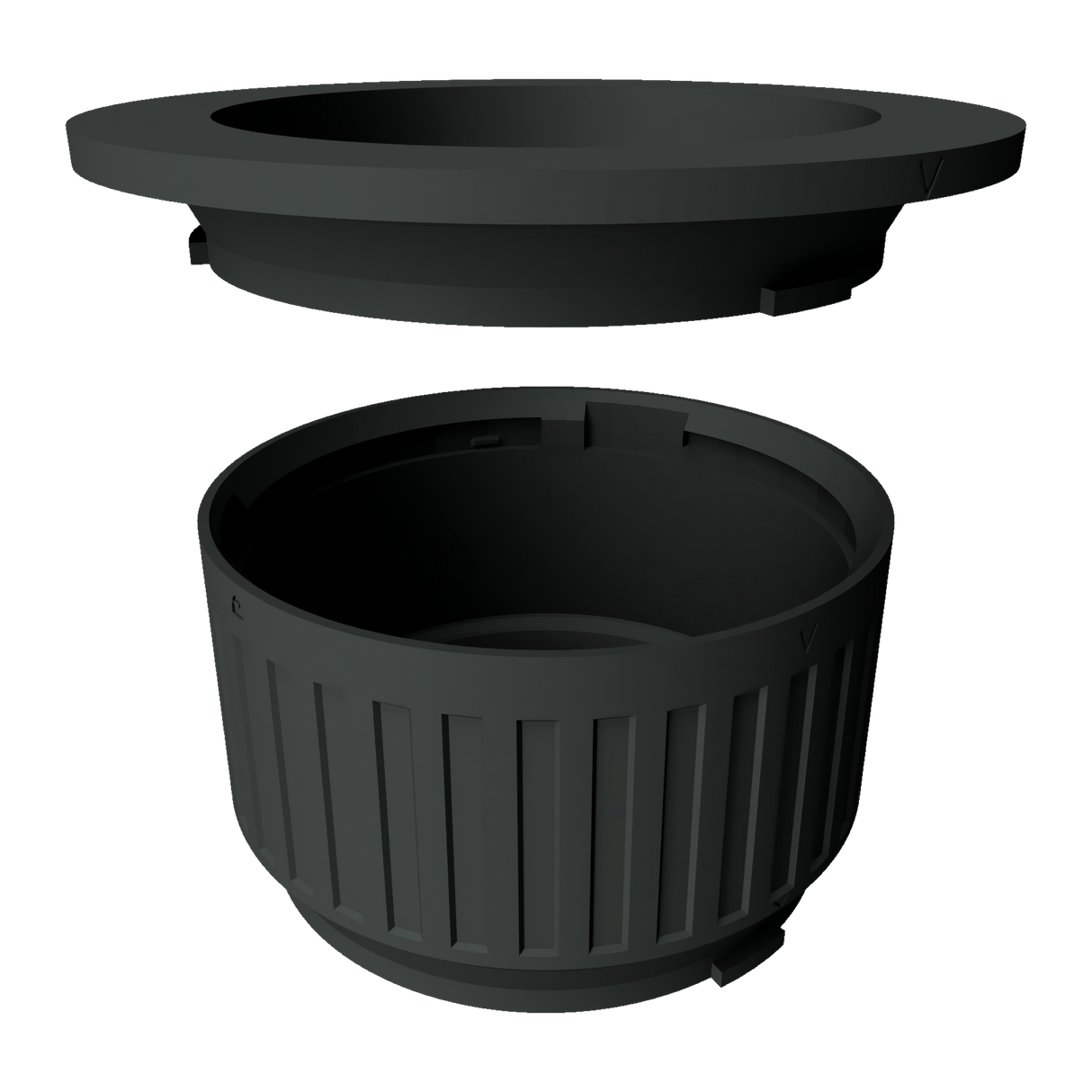 Step one: align the downward chevron marks on the Modular Filter Cup sections