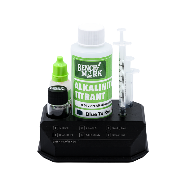 Benchmark Alkalinity Test Kit with reagents, syringes and testing stand