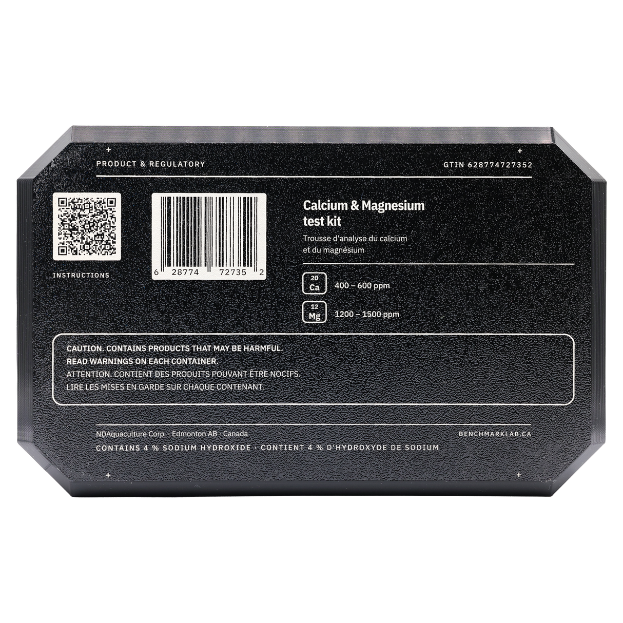 Product and regulatory information on the Benchmark Calcium and Magnesium Test Kit