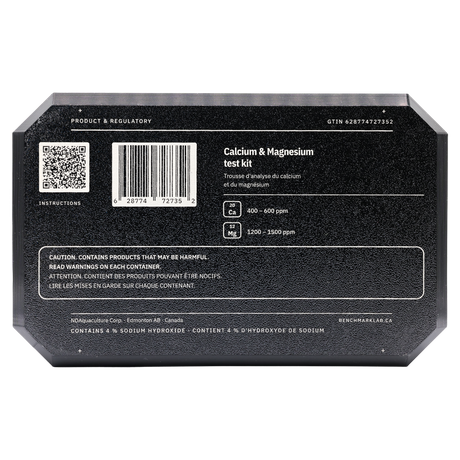 Product and regulatory information on the Benchmark Calcium and Magnesium Test Kit