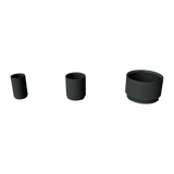 Three smaller current Modular Filter Cup bodies in 2.75 inch, 4 inch and 7 inch sizes