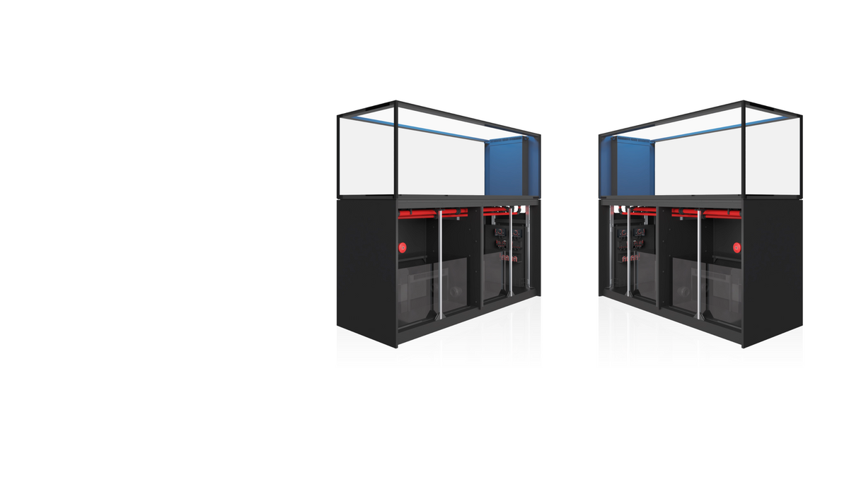 Manufacturer Peninsula family illustration showing opposite cabinet access orientations. A larger S-series example and optional control equipment are pictured; not the exact selected model.