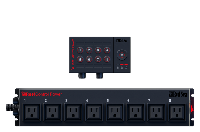 Red Sea ReefControl Power 8 — Manufacturer illustration shows the optional Control Panel, which is sold separately.