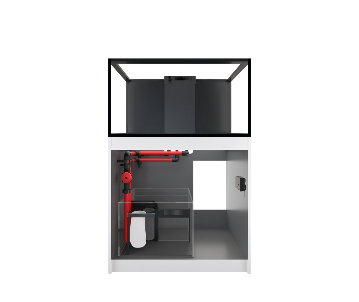 Red Sea REEFER 300 G3+ manufacturer system view with cabinet open