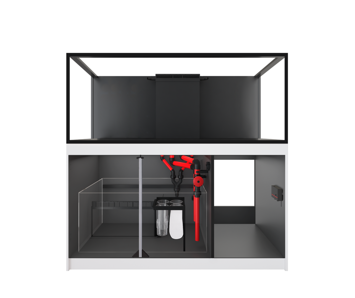 Red Sea REEFER 625 G3+ manufacturer system view with cabinet open