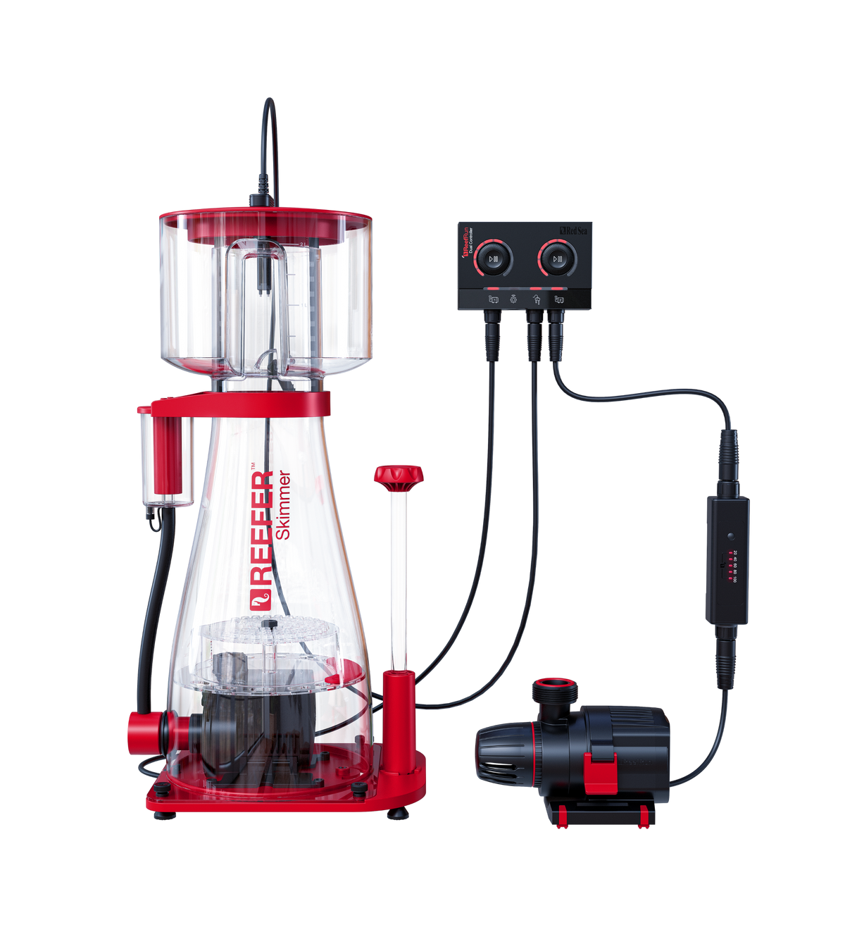 Red Sea ReefRun Dual Controller — System illustration. This listing is for the controller only; the return pump and skimmer are sold separately.