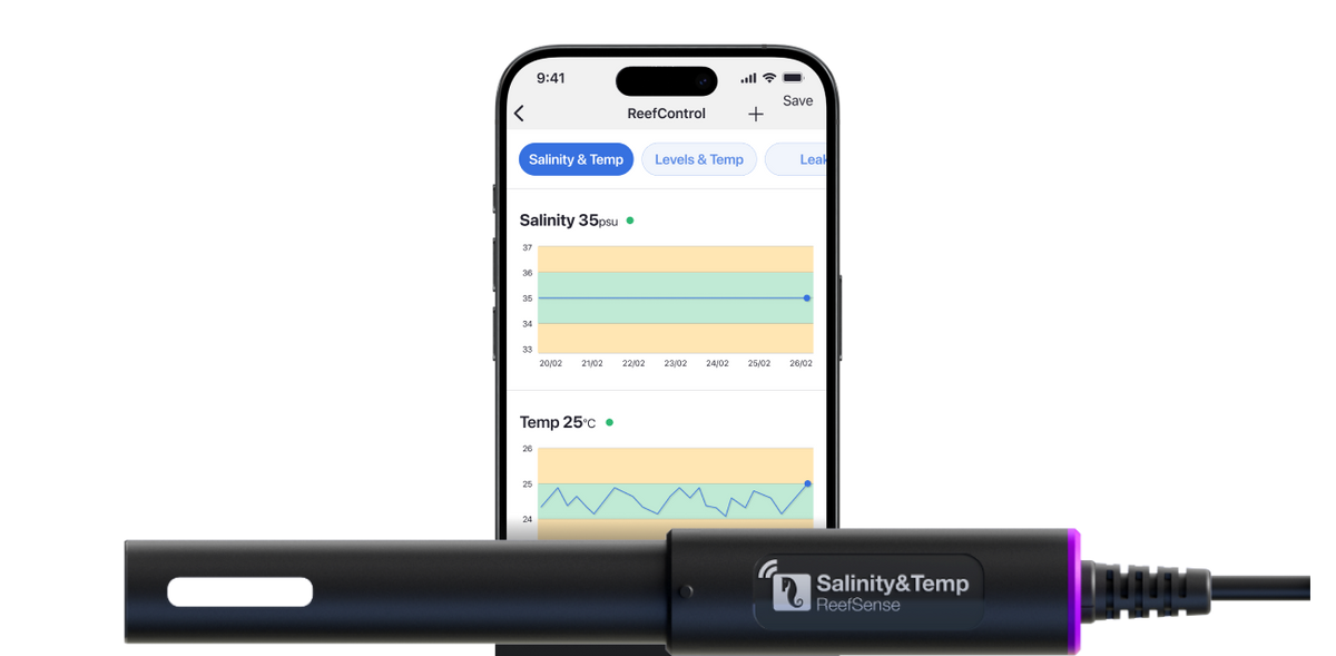 Red Sea ReefSense Salinity & Temperature Probe — Manufacturer product illustration. See the included components and compatibility below.