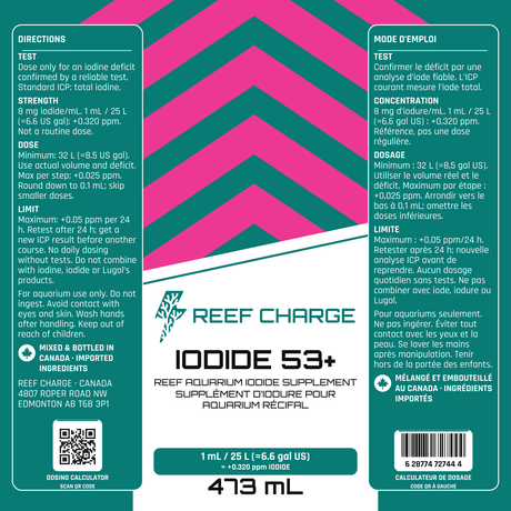 Reef Charge Iodide53+ 473 mL — current bilingual label artwork