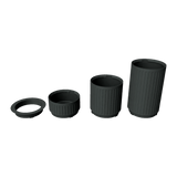 Stratiform Modular Filter Cup 4 inch family transparent render showing 2 inch, 4 inch, and 6 inch cup depths