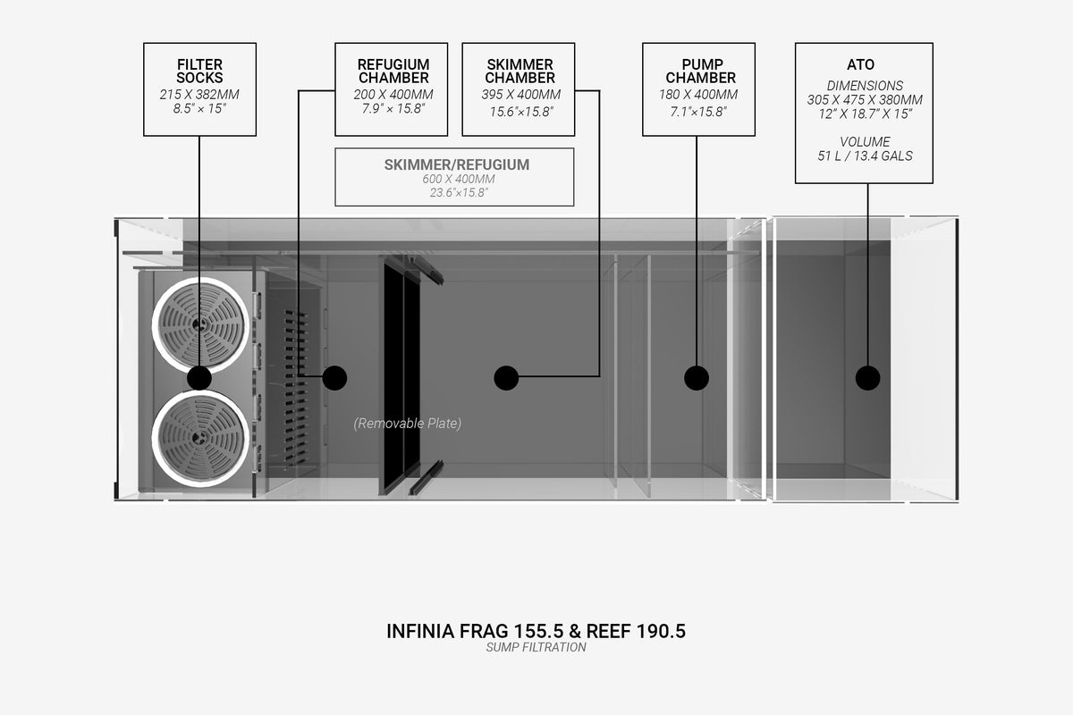 Manufacturer sump diagram — INFINIA FRAG 155.5 & REEF 190.5