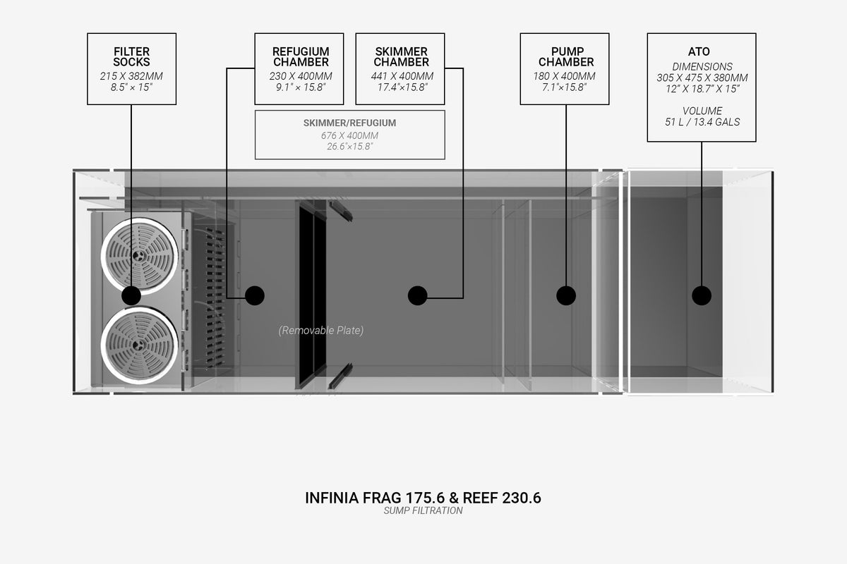Manufacturer sump diagram — INFINIA FRAG 175.6 & REEF 230.6